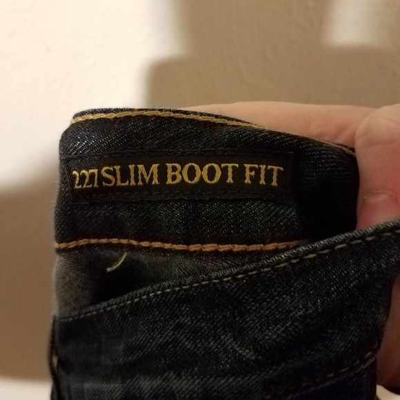 Lucky Brand Men's Size 33x30 227 Slim Boot Fit Jeans Button Fly Dark Wash Frayed - Picture 7 of 8